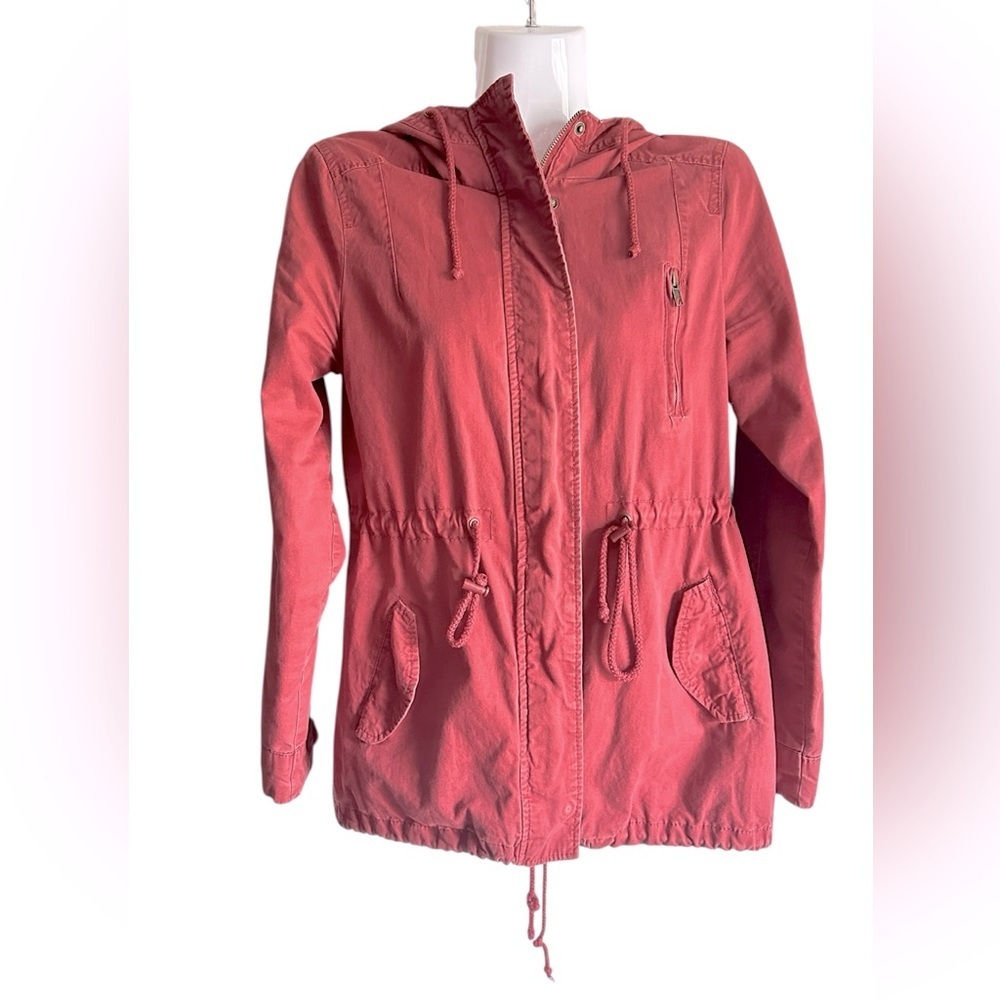 Ambiance Burgundy Jacket Women's Hooded Jacket Size Medium - Picture 2 of 4